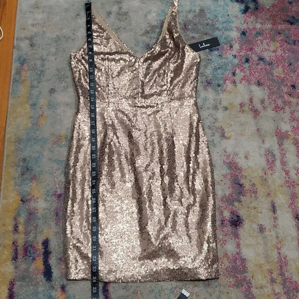 Lulu's Gold Sequin Mini Dress Size M - Picture 11 of 13